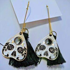 Gold and Black Dangle Earrings